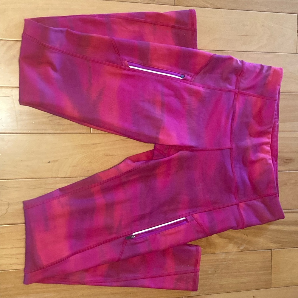 Pretty pink and orange athleta leggings